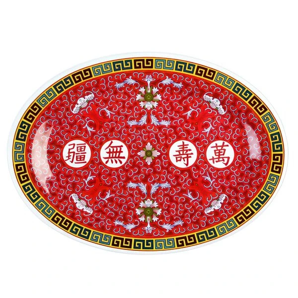 Thunder Group 2010TR Longevity 9 7/8" x 7 1/4" Oval Melamine Platter - 12/Pack