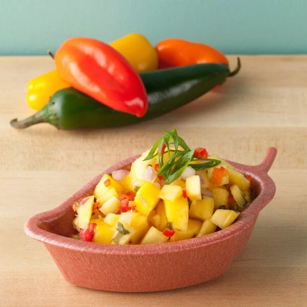HS Inc. HS1044 4 oz. Paprika Polyethylene Jalanino Salsa Server - 48/Case