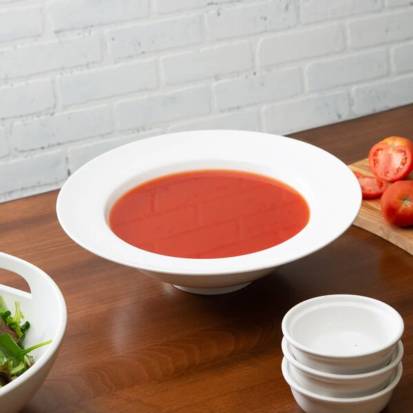 10 Strawberry Street WTR-16RSOUP Whittier 3 Qt. White Porcelain Rim Soup Bowl - 4/Case
