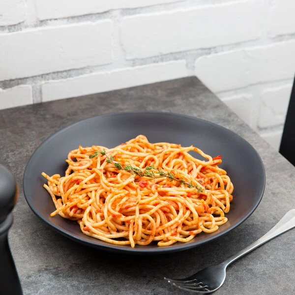 10 Strawberry Street RPPLE-BLKPSTA Matte Wave 9 3/4" Black Pasta Stoneware Plate - 18/Case
