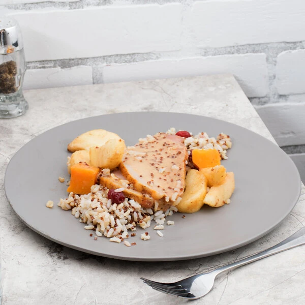 10 Strawberry Street RPPLE-GREYDIN Matte Wave 10 3/4" Gray Dinner Stoneware Plate - 12/Case