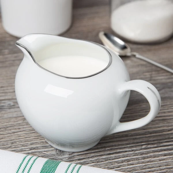 10 Strawberry Street SL0016 8 oz. Silver Line Porcelain Creamer - 6/Case