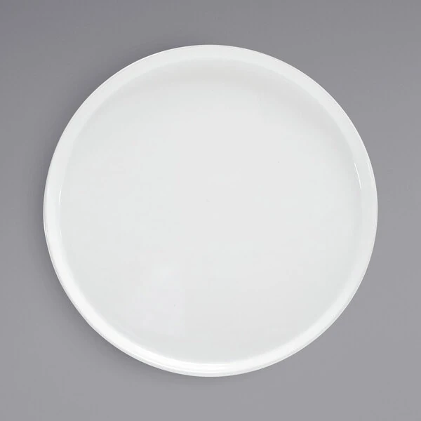 Front of the House Soho 14" Bright White Round Porcelain Platter with Raised Rim - 2/Case