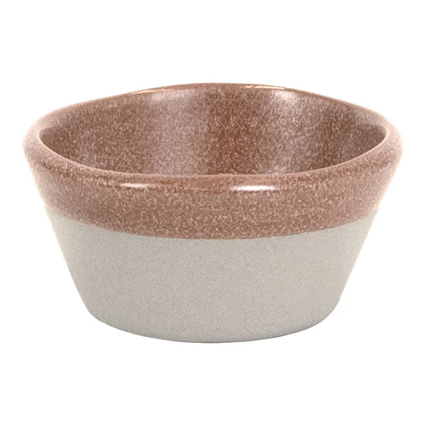 Front of the House Mezze® 3 oz. Cinnamon Two-Tone Round Porcelain Ramekin - 12/Case