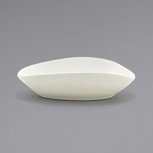 Front of the House Tides 6 oz. Semi-Matte Scallop Oval Porcelain Ramekin - 6/Case