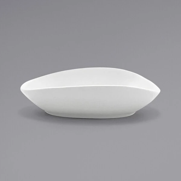 Front of the House Tides 6 oz. Semi-Matte White Oval Porcelain Ramekin - 6/Case
