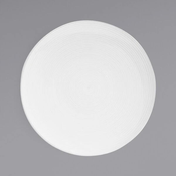 Front of the House Spiral 11" White Round Porcelain Plate - 6/Case