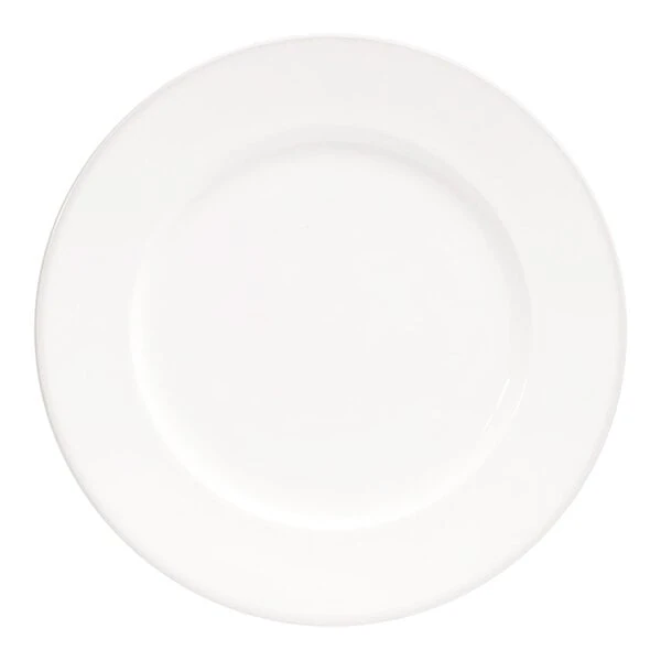Front of the House Catalyst 11 1/2" European White Wide Rim Round Porcelain Plate - 4/Case