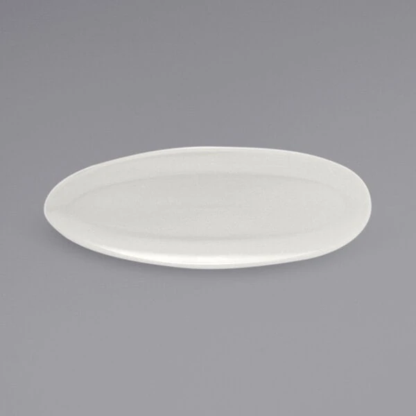 Front of the House Tides 11 1/2" x 5" Semi-Matte Scallop Oval Porcelain Plate - 12/Case