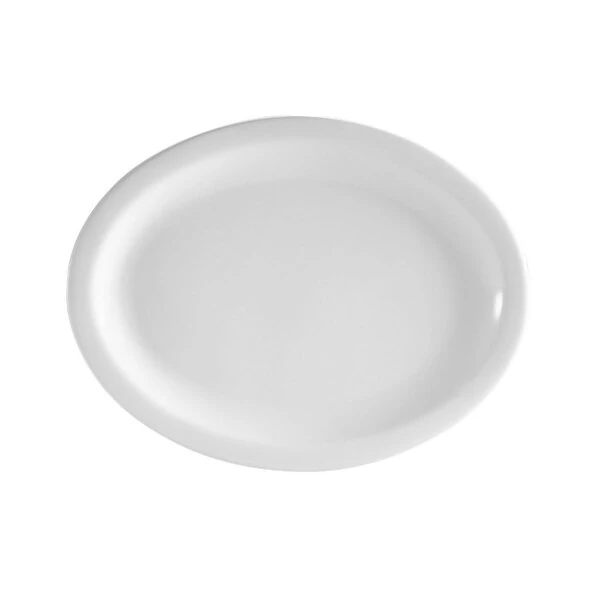 CAC NCN-13 Clinton 11 1/2" Bright White Narrow Rim Porcelain Platter - 12/Case