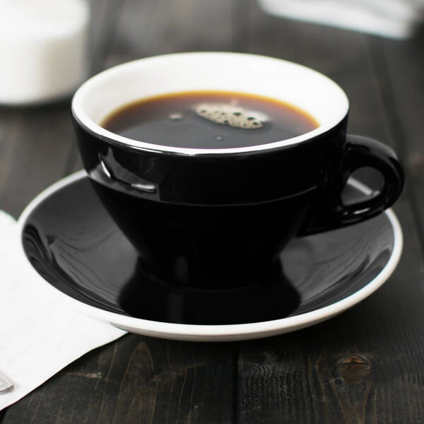CAC E-11-BLK Venice 11 oz. Black Cup with 6 1/2" Saucer - 24/Case