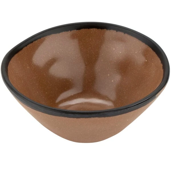 GET B-80-TP Pottery Market 8 oz. Matte Speckled Brown Melamine Side Dish / Soup Bowl   - 24/Case