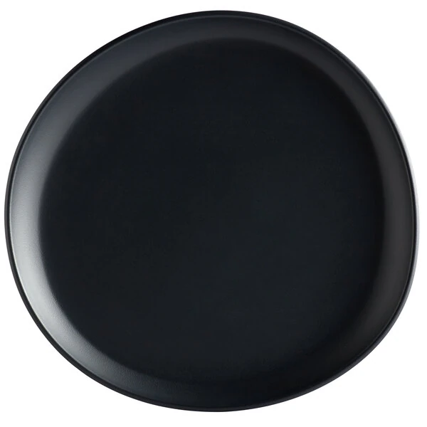 GET Riverstone 9 1/8" Dark Gray Irregular Round Matte Melamine Coupe Plate - 12/Pack