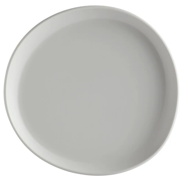 GET Riverstone 9 1/8" Light Gray Irregular Round Matte Melamine Coupe Plate - 12/Pack