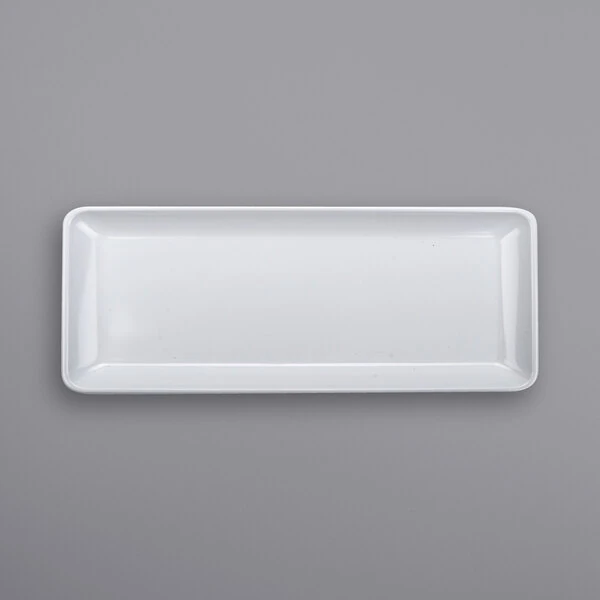 GET CS-1405-W Midtown 14" x 5 1/2" White Glazed White Rectangular Coupe Melamine Platter - 12/Case