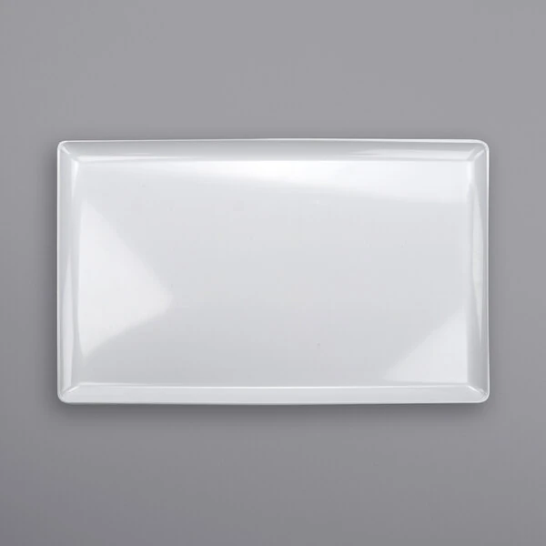 GET CS-1812-W Midtown 18" x 11" White Glazed White Rectangular Coupe Melamine Platter - 3/Case