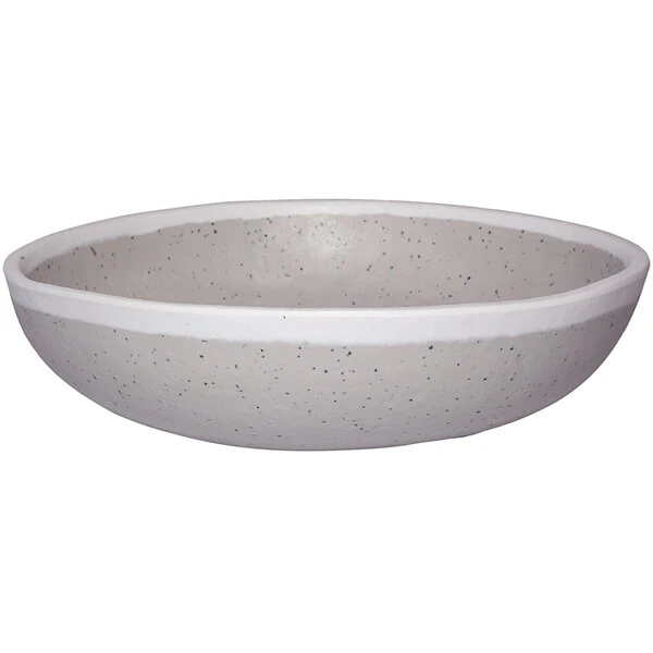 GET B-300-DVG Pottery Market 14 oz. Glazed Gray Melamine Bowl with White Trim - 12/Case
