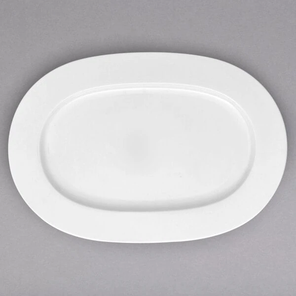 Villeroy & Boch 16-3272-2940 Stella Hotel 16 1/4" x 11 1/4" White Bone Porcelain Oval Platter - 2/Case