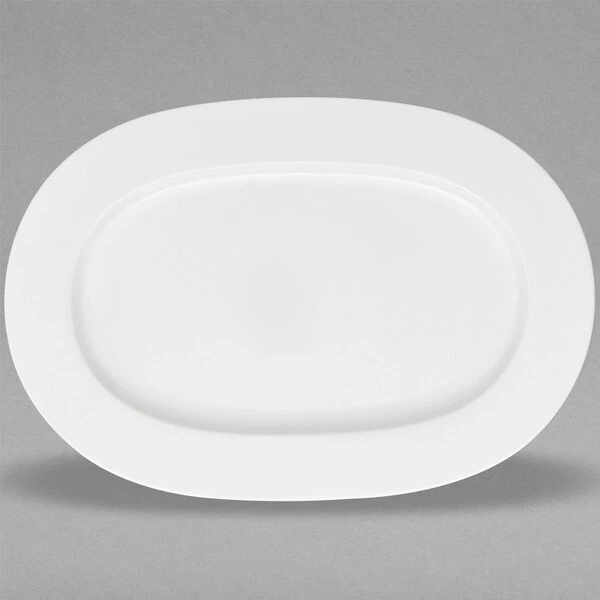 Villeroy & Boch 16-3272-3570 Stella Hotel 8" x 5 1/2" White Bone Porcelain Small Oval Plate - 6/Case