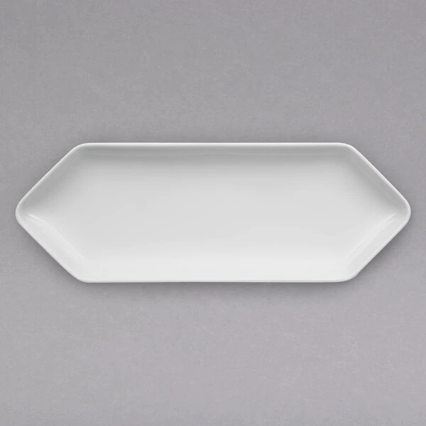 Villeroy & Boch 16-3334-2865 Pi Carre 13" x 4 3/4" White Porcelain Hexagon Platter - 6/Case