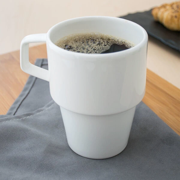Villeroy & Boch 16-4004-4895 Affinity 13.5 oz. White Porcelain Stackable Mug with Handle - 6/Case