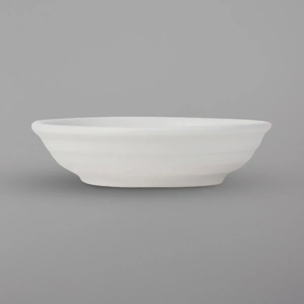 Tuxton VWD-041 TuxTrendz Zion Matte White 3.5 oz. Embossed China Fruit Dish   - 24/Case