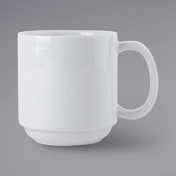 Tuxton BPM-110J 11 oz. Porcelain White Stackable China Mug - 24/Case