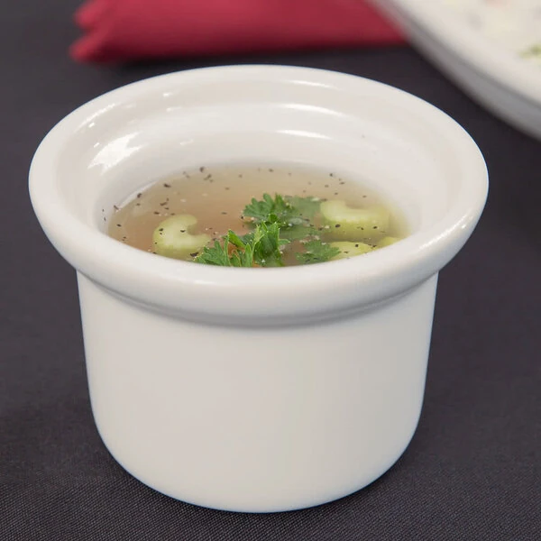 Tuxton BES-0805 8 oz. Eggshell Petite Marmite China Soup Crock / Bowl - 12/Case