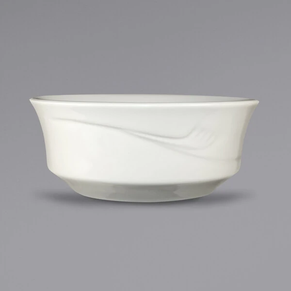 International Tableware Newport 13 oz. Ivory (American White) Embossed Stoneware Nappie / Oatmeal Bowl - 36/Case