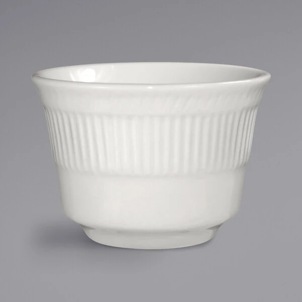 International Tableware Athena 7.5 oz. Ivory (American White) Embossed Stoneware Bouillon - 36/Case
