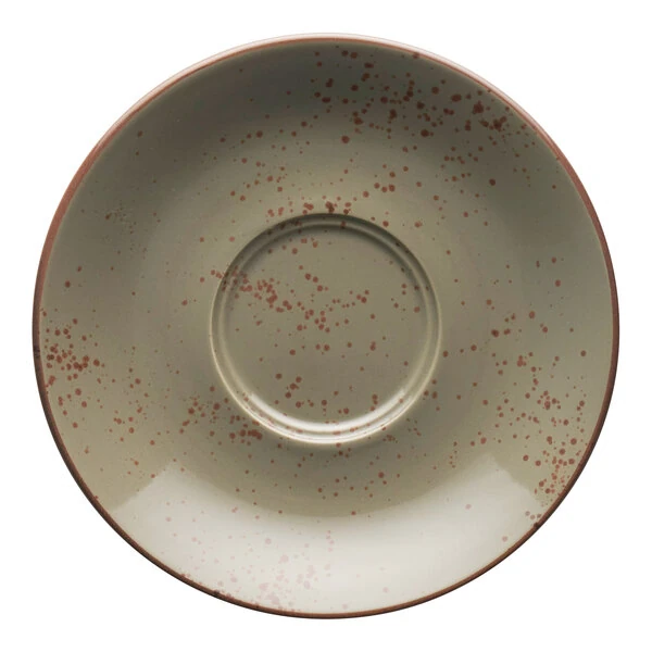 International Tableware Splash 6" Green Smoke Double Well Stoneware Saucer - 24/Case