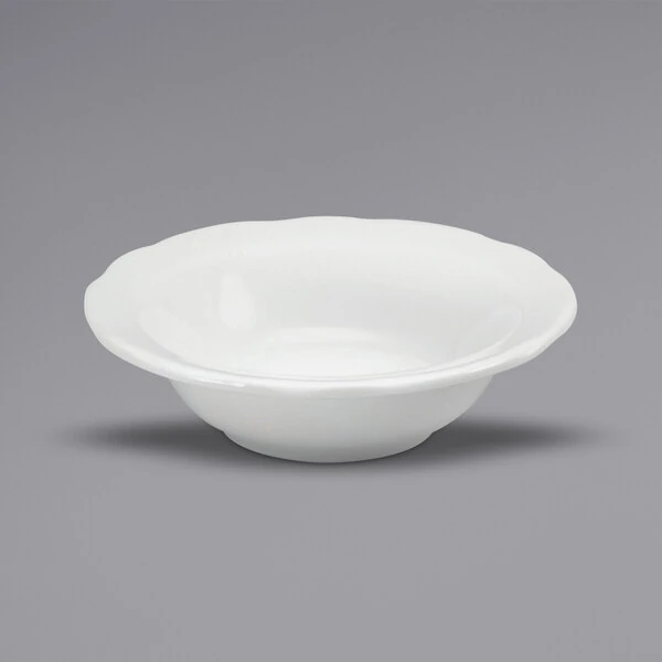Oneida Buffalo Caprice by 1880 Hospitality F1560000720 10.5 oz. Cream White Scalloped Edge China Grapefruit Bowl - 36/Case