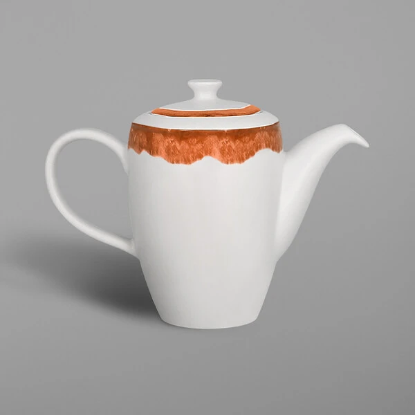 RAK Porcelain Woodart 11.9 oz. Cedar Orange Porcelain Coffee Pot and Lid - 4/Case