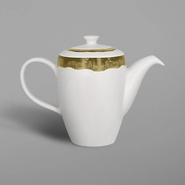 RAK Porcelain Woodart 11.9 oz. Moss Green Porcelain Coffee Pot and Lid - 4/Case