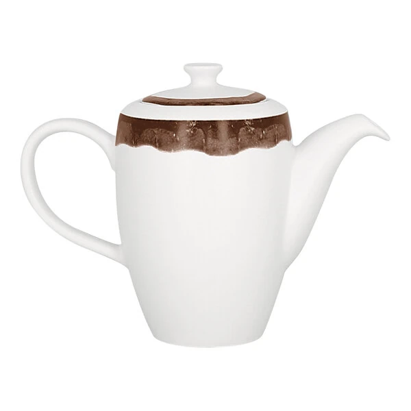 RAK Porcelain Woodart 11.9 oz. Oak Brown Porcelain Coffee Pot and Lid - 4/Case