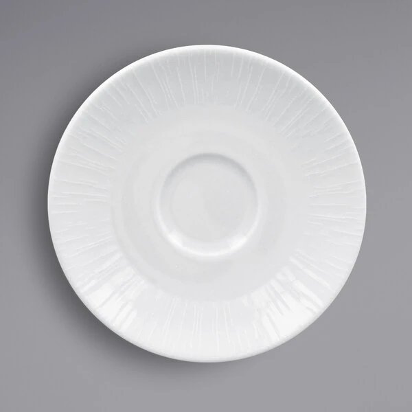 RAK Porcelain Soul 5 1/8" Bright White Embossed Porcelain Saucer - 12/Case