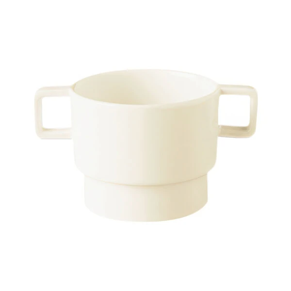 RAK Porcelain Nordic 10.15 oz. Warm White Porcelain Stackable Breakfast Cup with Handles - 6/Case