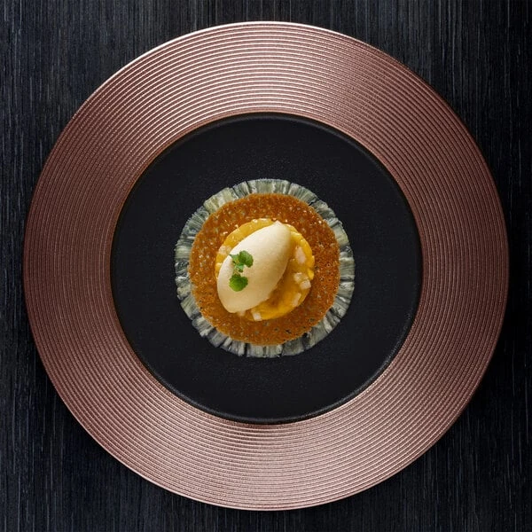 RAK Porcelain Metal Fusion 13" Bronze / Black Porcelain Embossed Flat Plate - 6/Case