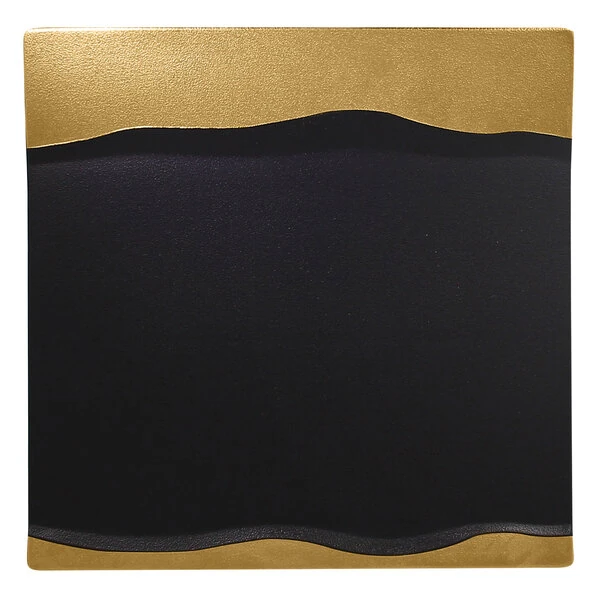RAK Porcelain Metal Fusion 9 7/8" x 9 7/8" Gold / Black Porcelain Square Platter - 12/Case