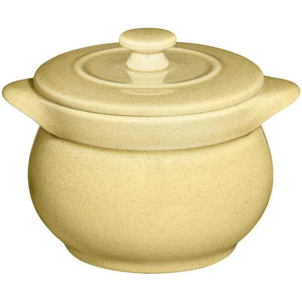 RAK Porcelain Genesis Glossy 15.20 oz. Creme Brule Round Porcelain Soup Tureen with Lid - 2/Case