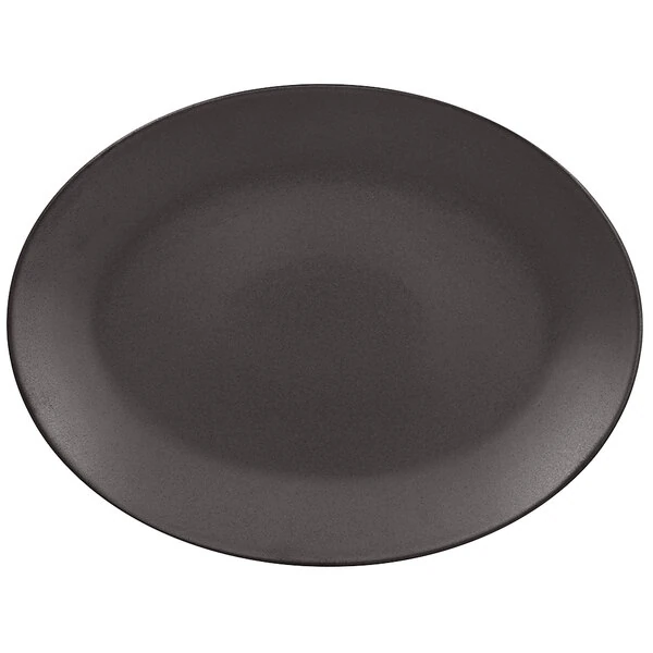 RAK Porcelain Genesis Mat 14 1/8" x 10 5/8" Cocoa Oval Porcelain Platter - 6/Case