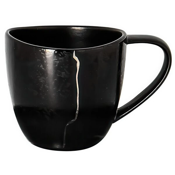 RAK Porcelain Kintzoo 3.05 oz. Black Porcelain Espresso Cup with Silver Detail - 12/Case