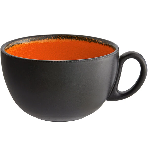 RAK Porcelain Fire 12.5 oz. Orange Porcelain Breakfast Cup - 12/Case