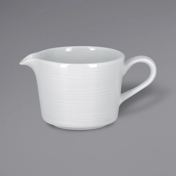 RAK Porcelain Helm 5.05 oz. Bright White Embossed Porcelain Gravy Boat - 12/Case