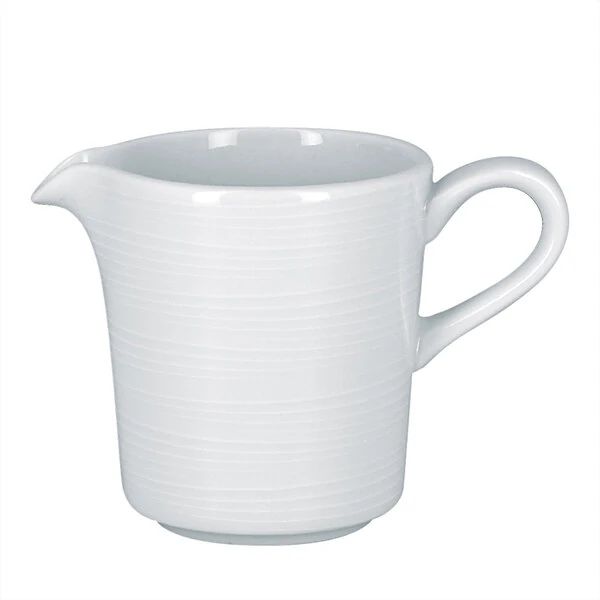 RAK Porcelain Helm 5.05 oz. Bright White Embossed Porcelain Creamer - 12/Case