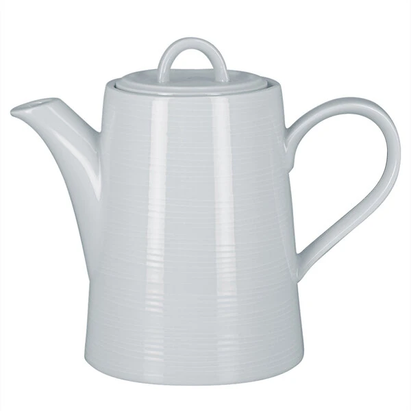 RAK Porcelain Helm 23.65 oz. Bright White Embossed Porcelain Coffee Pot and Lid - 4/Case