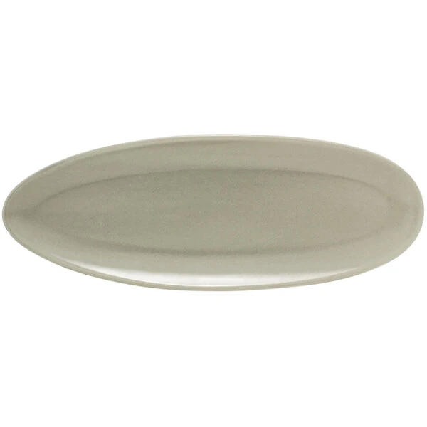 Front of the House Tides 11 1/2" x 5" Semi-Matte Pumice Oval Porcelain Plate - 12/Case