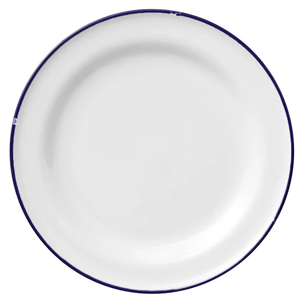 Luzerne Tin Tin by 1880 Hospitality L2105008133 8 1/4" White / Blue Porcelain Plate - 24/Case