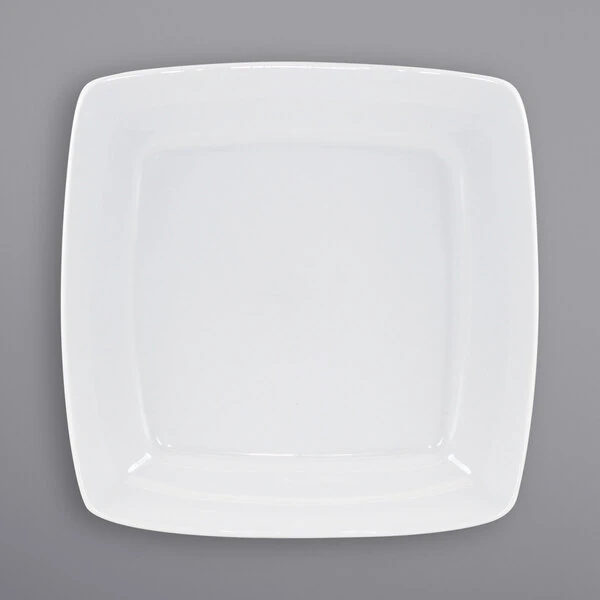 International Tableware Dover 7" Square European White Wide Rim Porcelain Plate - 24/Case