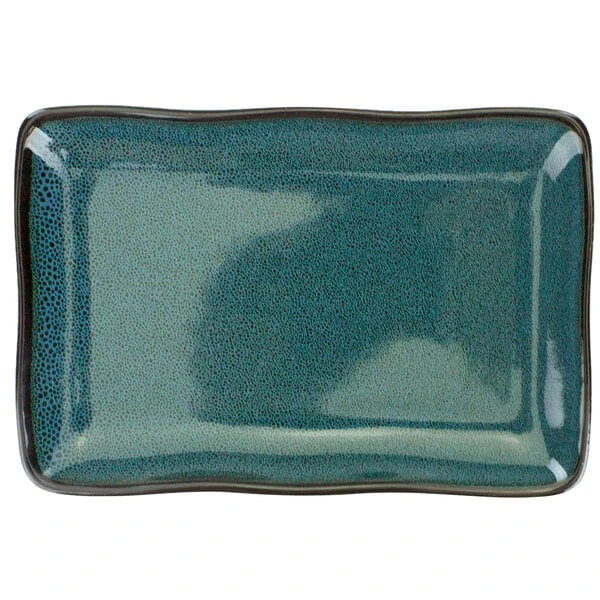 International Tableware Luna 13" x 6 1/2" Midnight Blue Rectangular Coupe Porcelain Platter - 12/Case